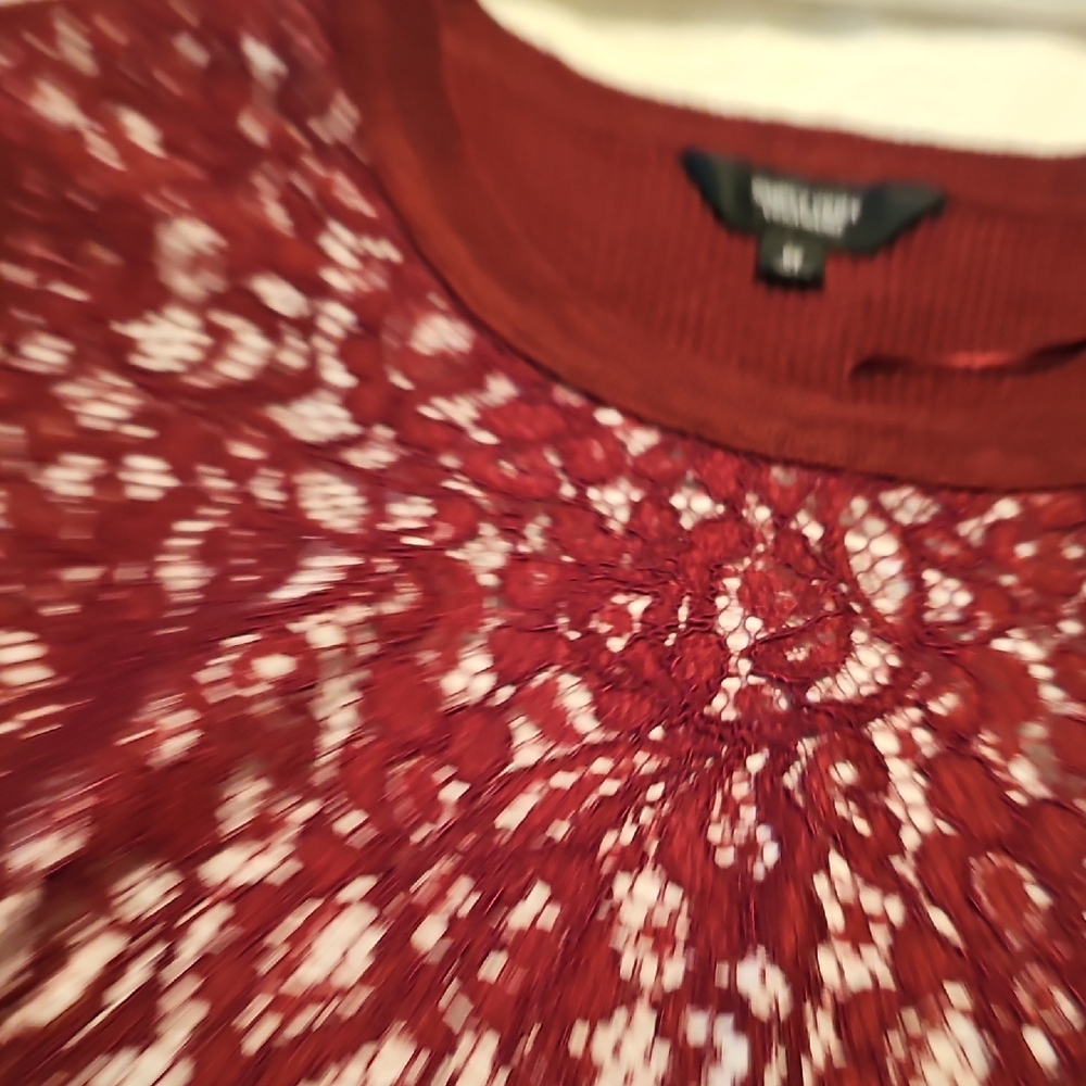 Simply Vera Vera Wang Maroon Lace Overlay Sweater Womans Medium - Picture 6 of 13